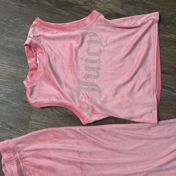 Juicy Couture Sleepwear Pink Tank Top 2 Piece Pajama Set Size L Exc Condition - Picture 2 of 16